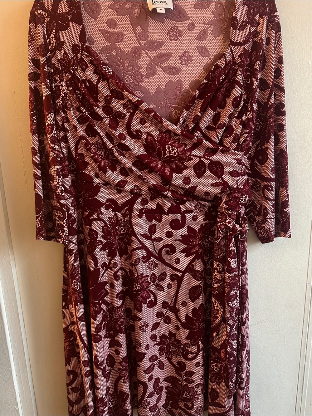 Leota Wine Floral Wrap Maxi Dress